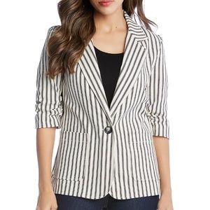 Karen Kane Island Rhythm striped jacket with ruched sleeves NWT